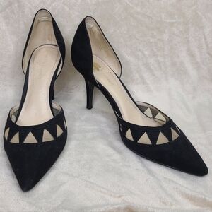 MARC FISHER Tricky D'Orsay Black Pumps Heels Sz 7.5 Mesh Details Pointy